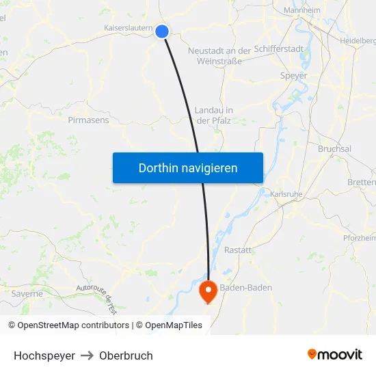Hochspeyer to Oberbruch map