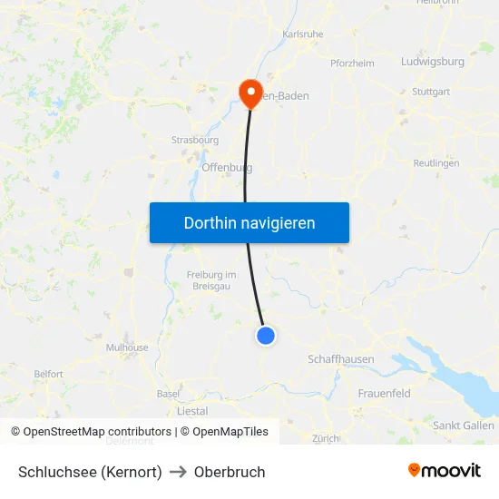 Schluchsee (Kernort) to Oberbruch map