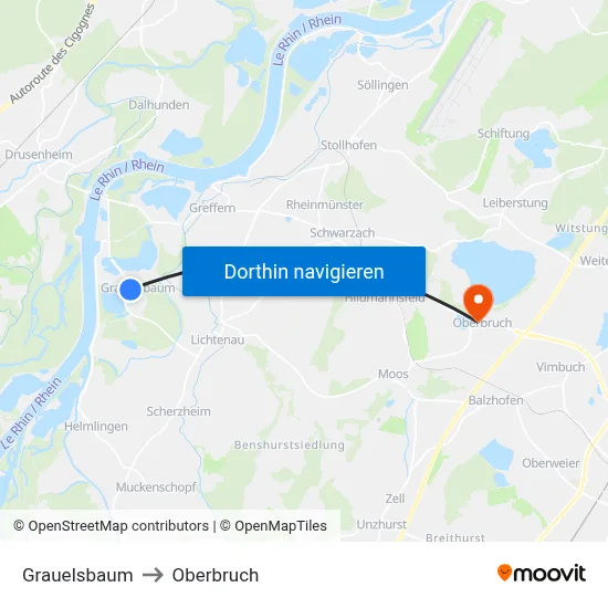 Grauelsbaum to Oberbruch map