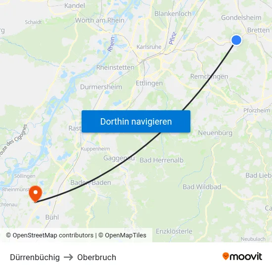 Dürrenbüchig to Oberbruch map