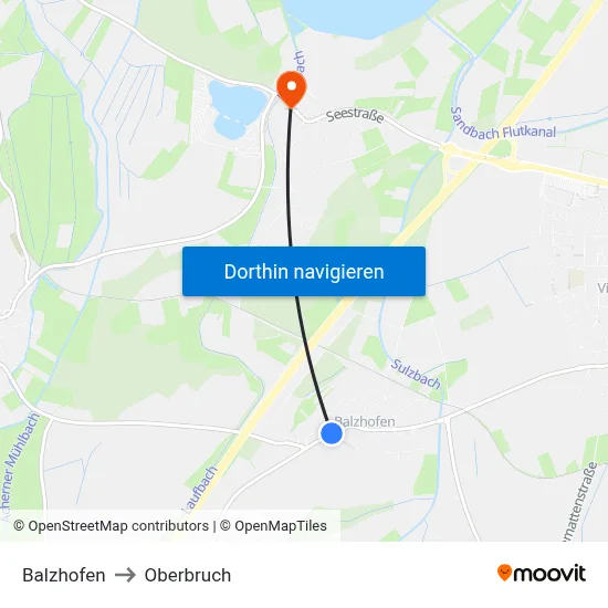 Balzhofen to Oberbruch map