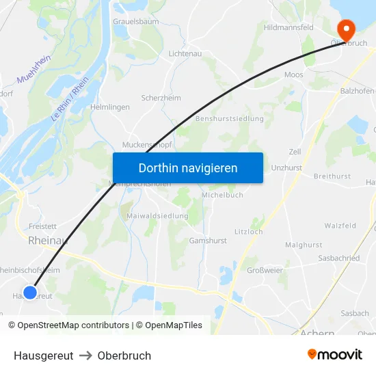 Hausgereut to Oberbruch map