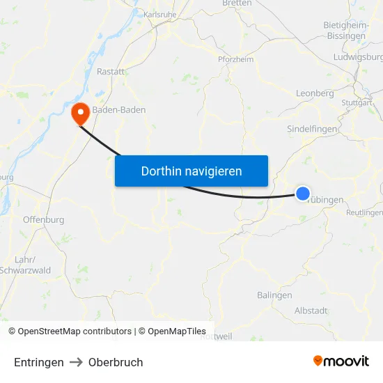 Entringen to Oberbruch map