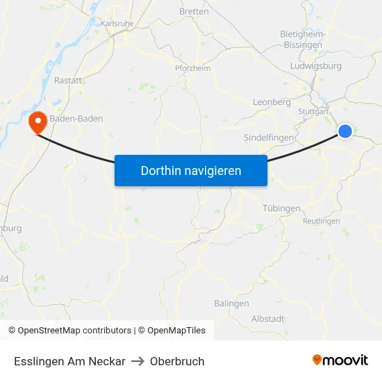 Esslingen Am Neckar to Oberbruch map