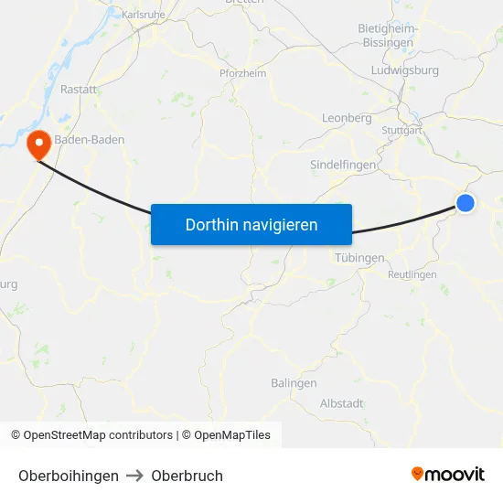Oberboihingen to Oberbruch map