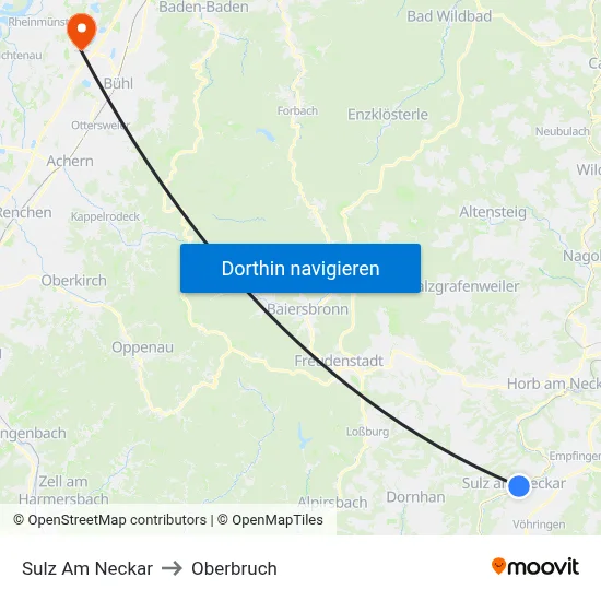 Sulz Am Neckar to Oberbruch map