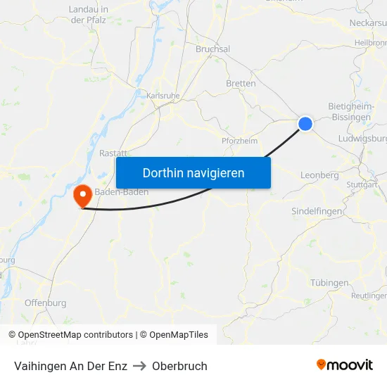 Vaihingen An Der Enz to Oberbruch map