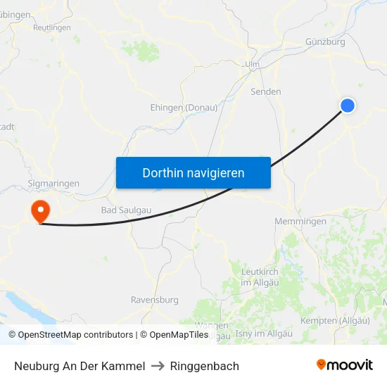 Neuburg An Der Kammel to Ringgenbach map