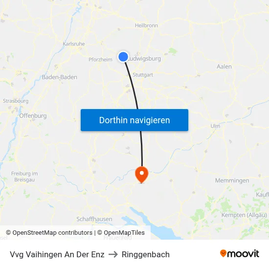 Vvg Vaihingen An Der Enz to Ringgenbach map
