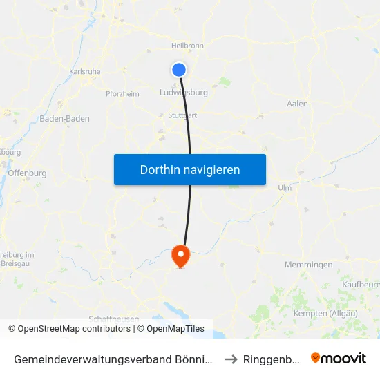 Gemeindeverwaltungsverband Bönnigheim to Ringgenbach map