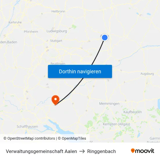 Verwaltungsgemeinschaft Aalen to Ringgenbach map