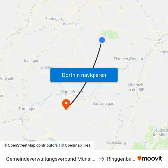 Gemeindeverwaltungsverband Münsingen to Ringgenbach map