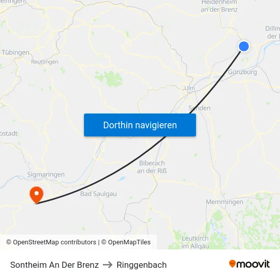 Sontheim An Der Brenz to Ringgenbach map