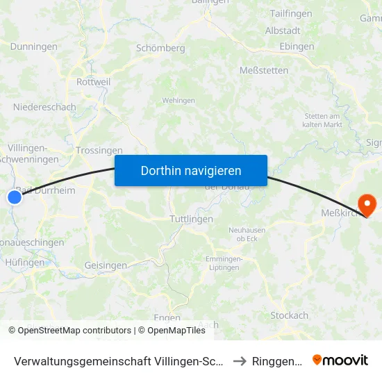 Verwaltungsgemeinschaft Villingen-Schwenningen to Ringgenbach map