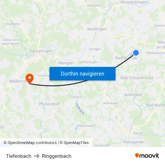 Tiefenbach to Ringgenbach map