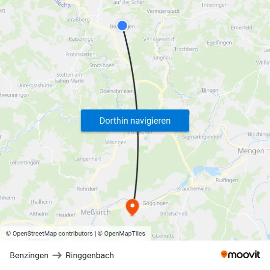 Benzingen to Ringgenbach map