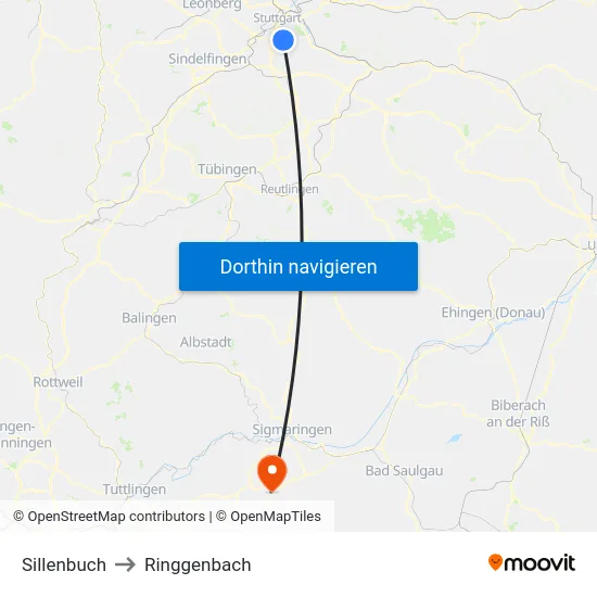 Sillenbuch to Ringgenbach map