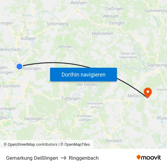 Gemarkung Deißlingen to Ringgenbach map