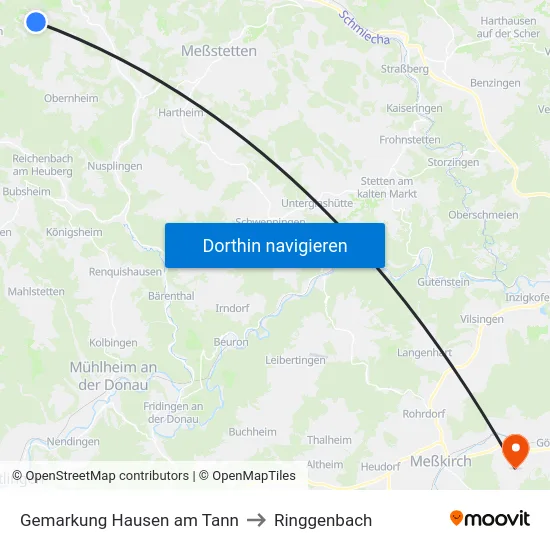 Gemarkung Hausen am Tann to Ringgenbach map