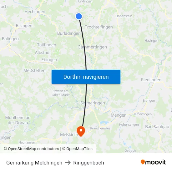 Gemarkung Melchingen to Ringgenbach map
