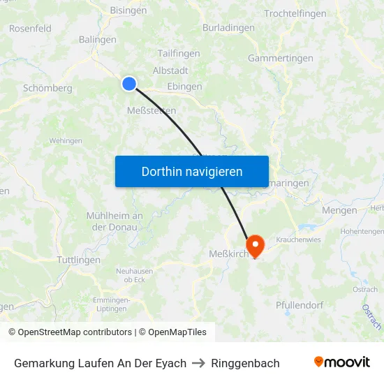 Gemarkung Laufen An Der Eyach to Ringgenbach map