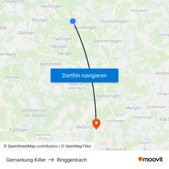 Gemarkung Killer to Ringgenbach map
