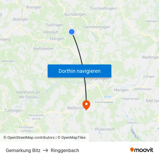 Gemarkung Bitz to Ringgenbach map