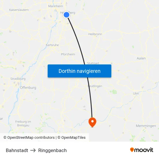 Bahnstadt to Ringgenbach map