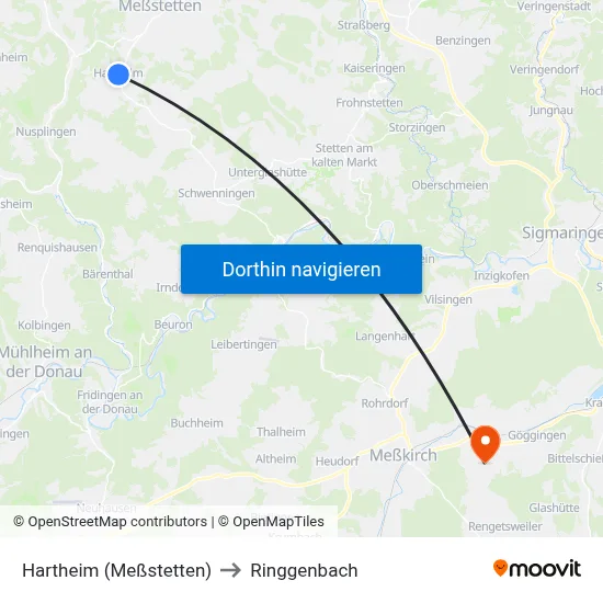 Hartheim (Meßstetten) to Ringgenbach map