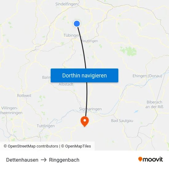Dettenhausen to Ringgenbach map