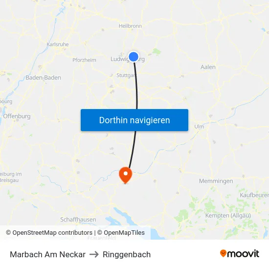 Marbach Am Neckar to Ringgenbach map