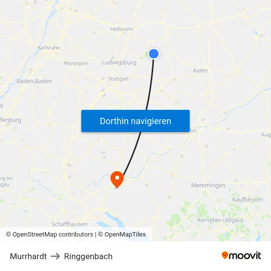 Murrhardt to Ringgenbach map
