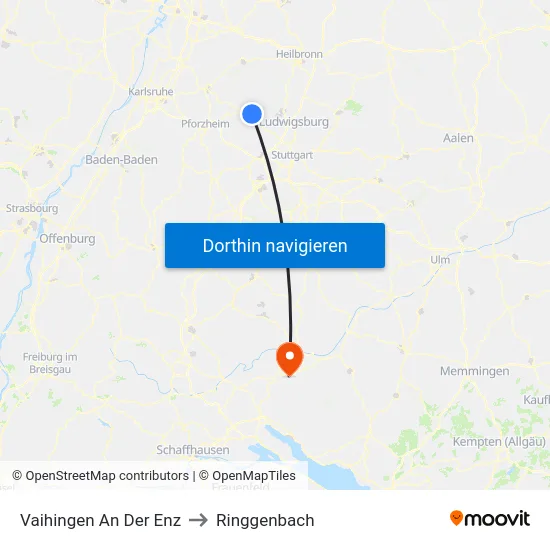 Vaihingen An Der Enz to Ringgenbach map