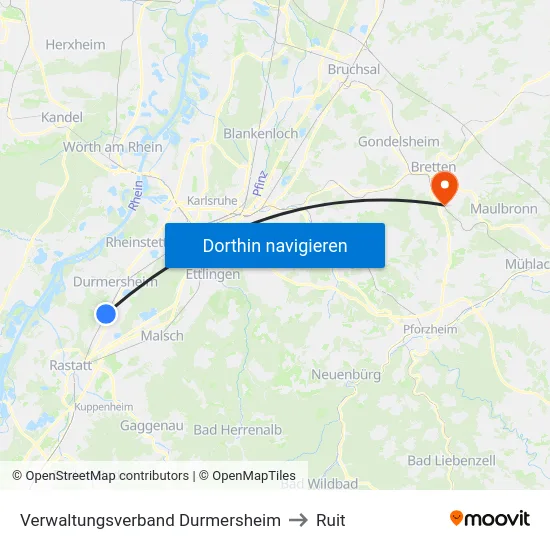 Verwaltungsverband Durmersheim to Ruit map