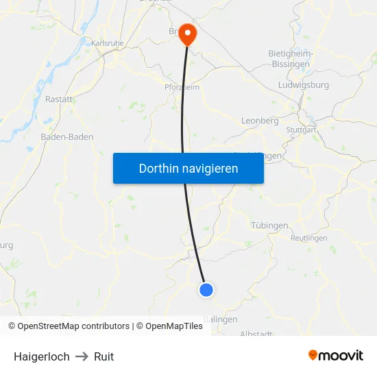 Haigerloch to Ruit map