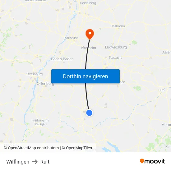 Wilflingen to Ruit map