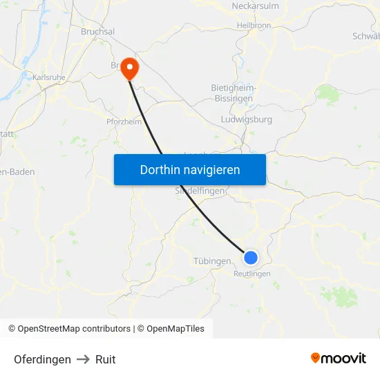Oferdingen to Ruit map