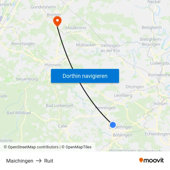 Maichingen to Ruit map