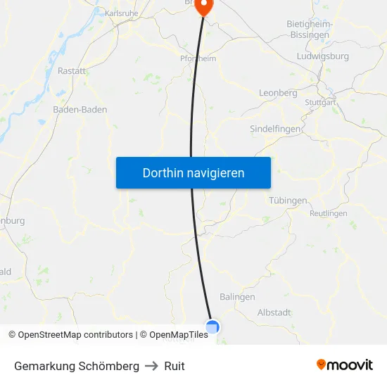 Gemarkung Schömberg to Ruit map