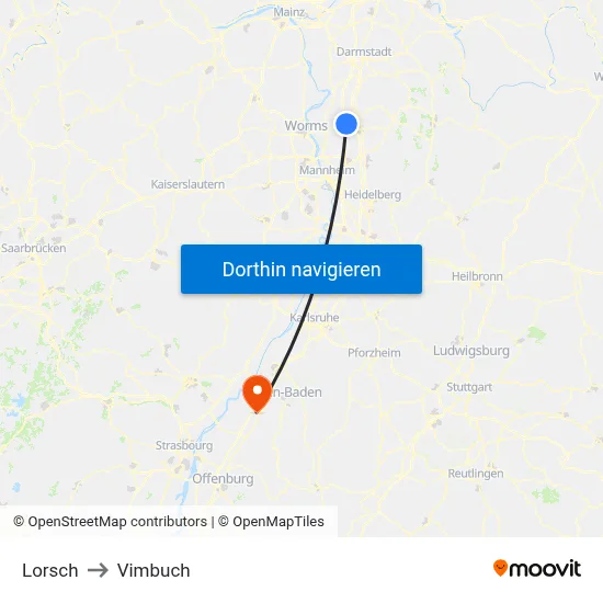 Lorsch to Vimbuch map