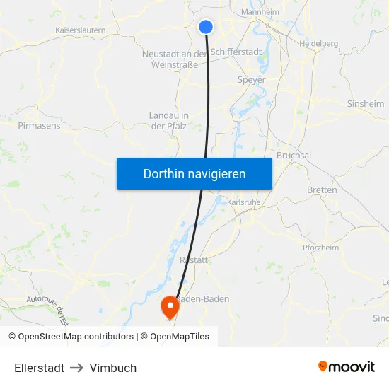 Ellerstadt to Vimbuch map