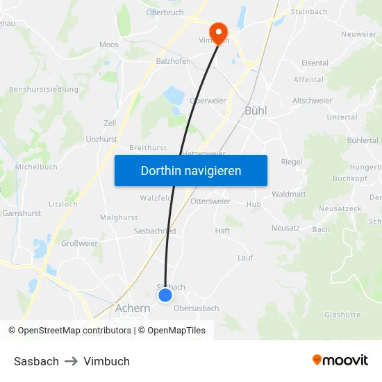 Sasbach to Vimbuch map