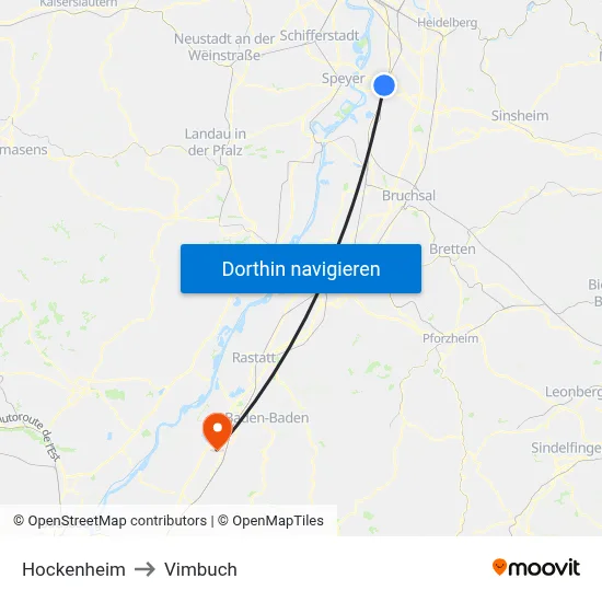 Hockenheim to Vimbuch map