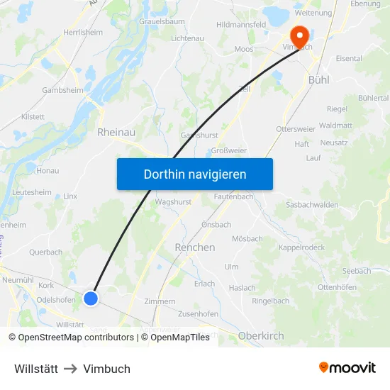 Willstätt to Vimbuch map