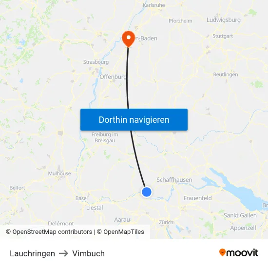 Lauchringen to Vimbuch map
