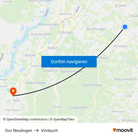 Gvv Neulingen to Vimbuch map