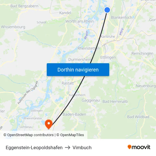 Eggenstein-Leopoldshafen to Vimbuch map