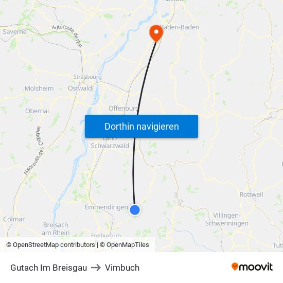Gutach Im Breisgau to Vimbuch map