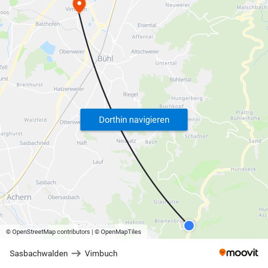 Sasbachwalden to Vimbuch map