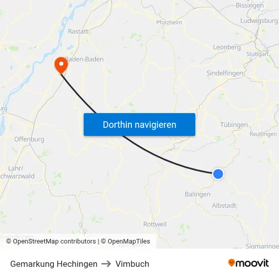 Gemarkung Hechingen to Vimbuch map